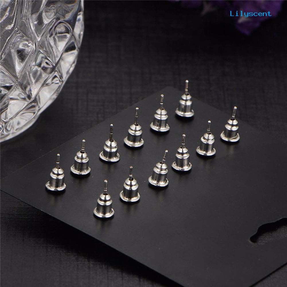 [LS] 6pasang Perhiasan Wanita Bulat Cubic Zirconia CZ Crown Ear Stud Earrings Hadiah Xmas