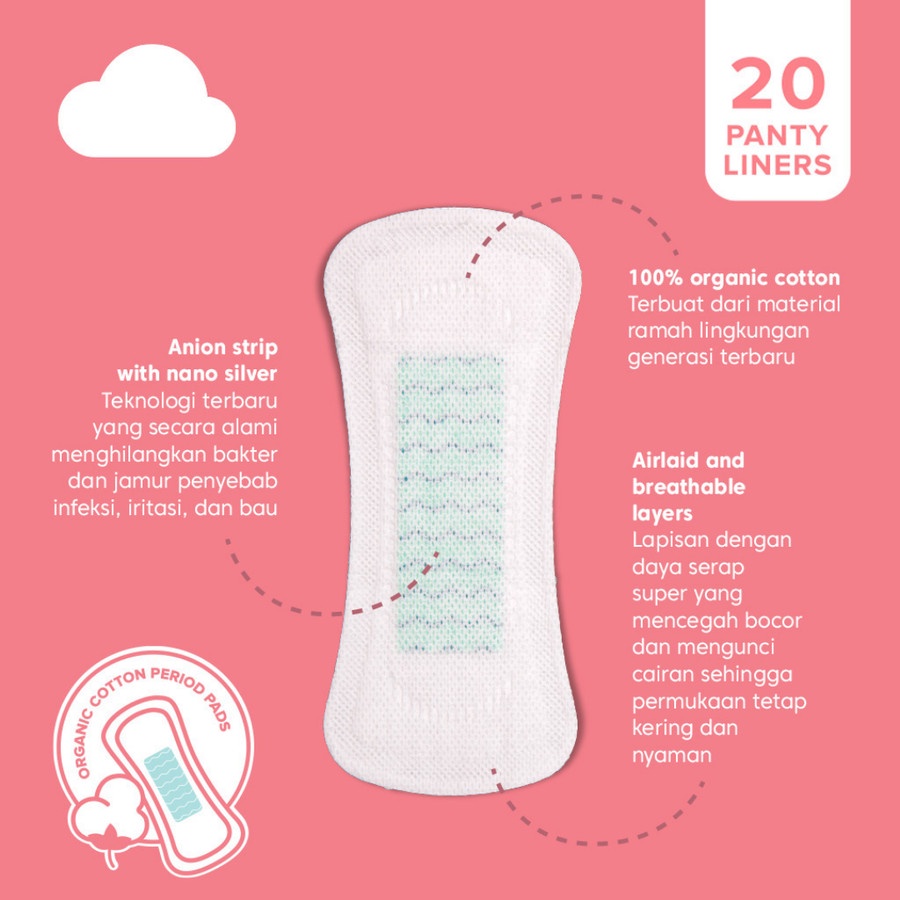 Yoona PANTY LINERS 15cm / Pembalut Organik / Organic Pads