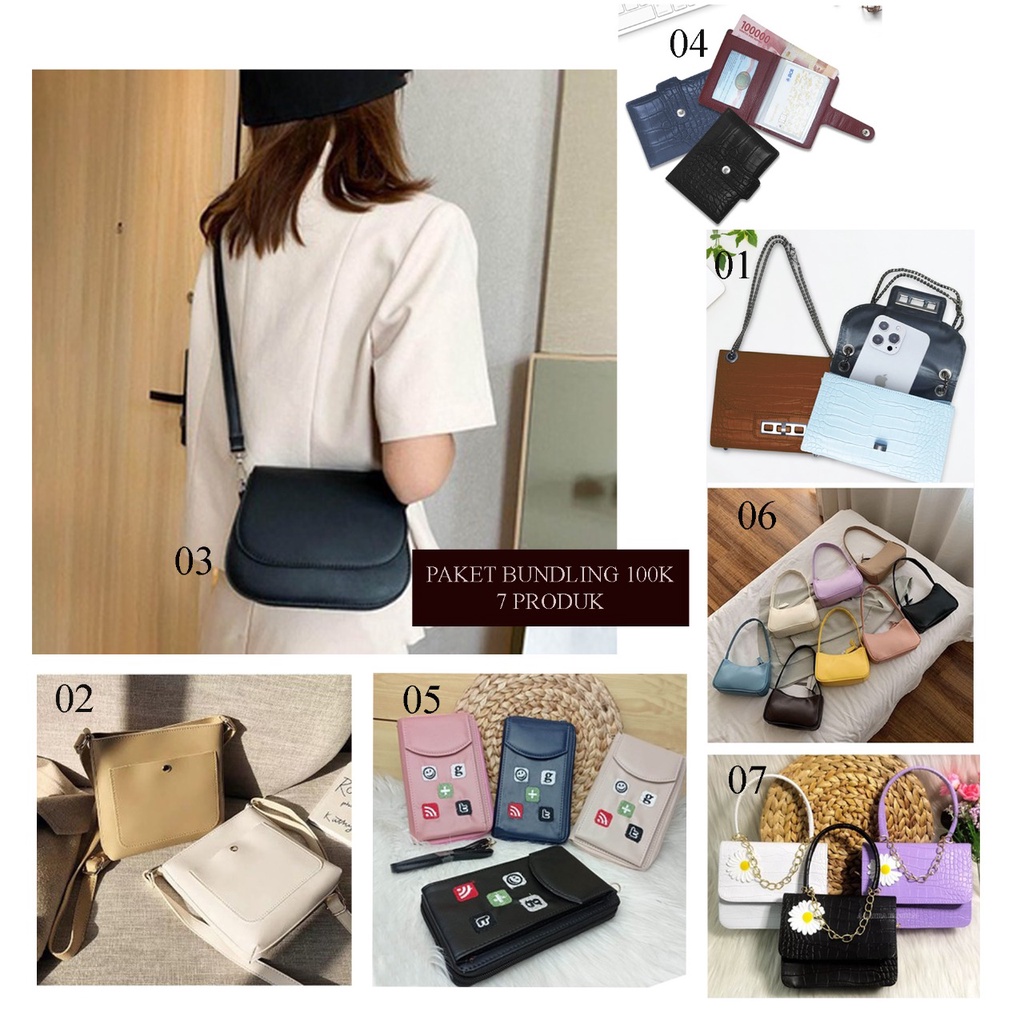 ADOLANE PAKET BUNDLING TAS DAN DOMPET / BELI 1 PAKET DAPAT 7 PRODUK / TAS WANITA MURAH / PAKET HEMAT