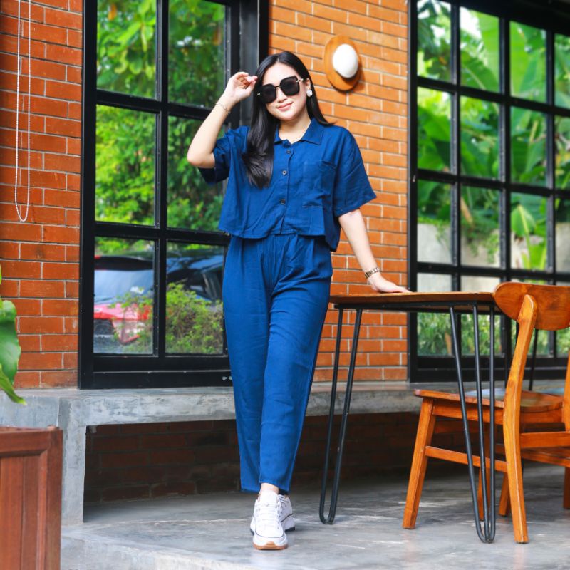 Setelan Sinta Kemeja / One set kemeja polos terbaru / Setelan Crop Wanita Terbaru / Setelan Kulot Ju