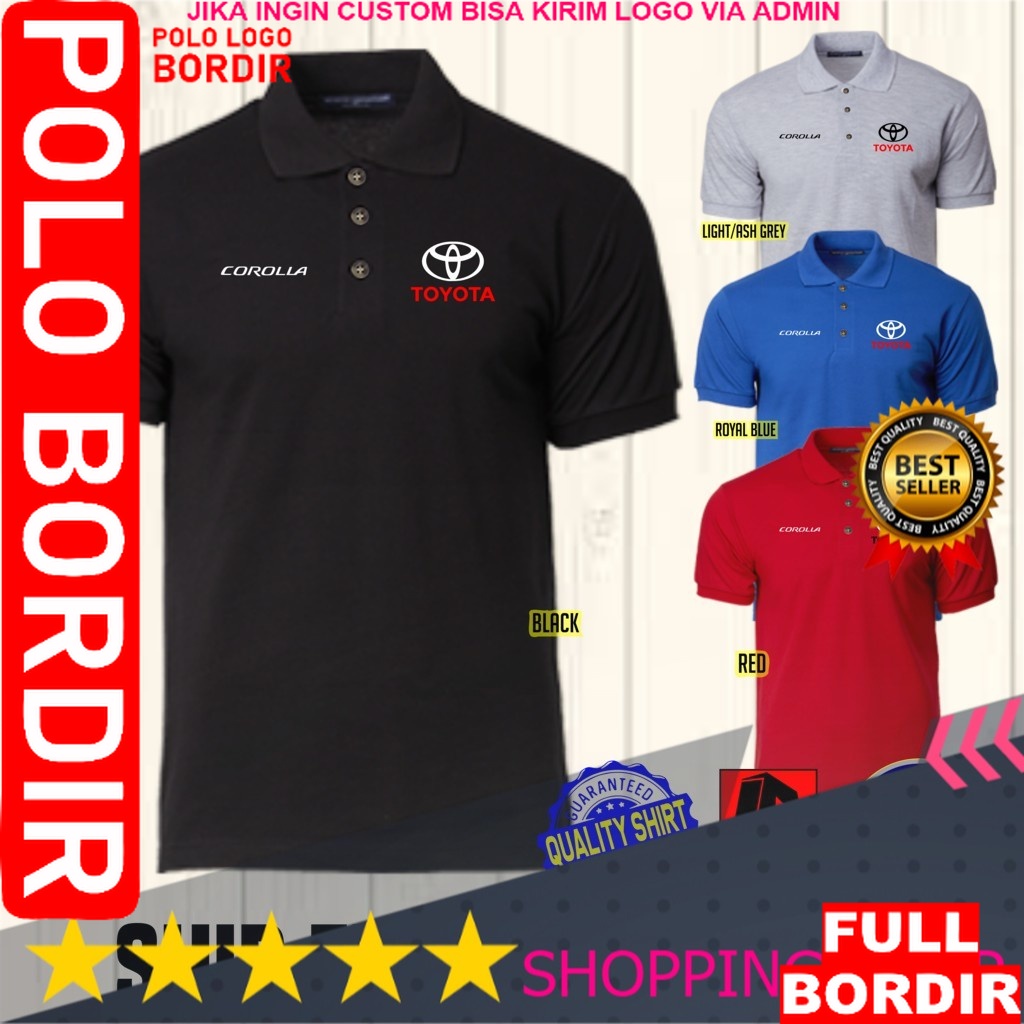 POLO BORDIR Corolla Toyota Black White  TRD Racing Development Blue Red / MLY POLO LOGO BORDIR MDF
