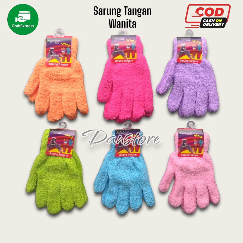 Sarung Tangan Wanita Motor Bulu Woll Handuk Rajut Wooll, Untuk Cewek Perempuan Wol Warna Polos (STG 5083)