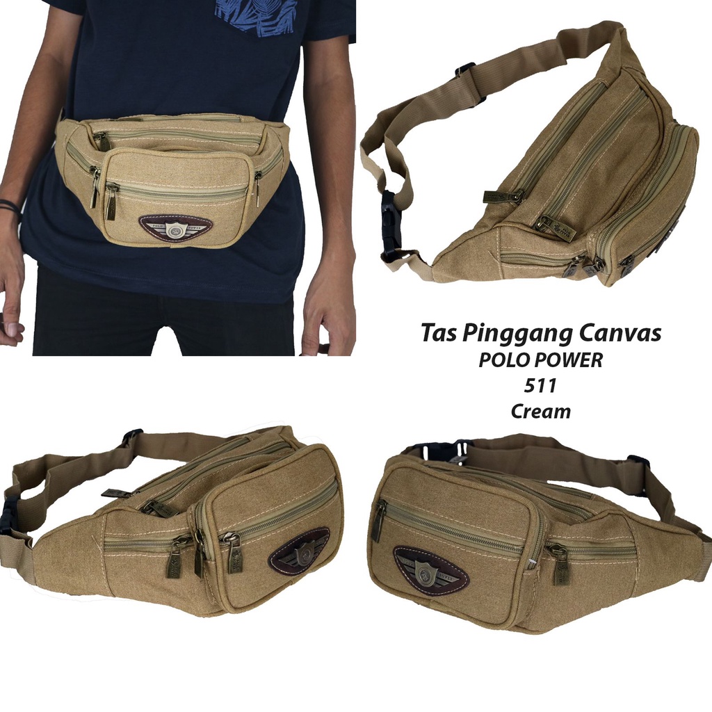 Tas Pinggang Kanvas Pria POLO POWER Waist bag Canvas Import Tas Slempang Import Pria Sling bag Fashion Korea Waterproof