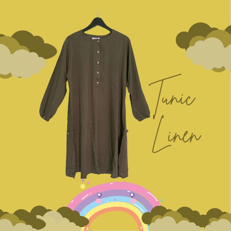 BAJU TUNIC WANITA BAHAN LINEN POLO CRINCLE PREMIUM IMPORT POLOS