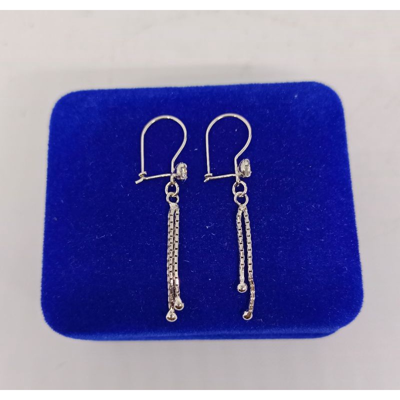 anting model kait mp 1+2 rumbay itali bandul ujung-perak asli silver 925 lapis emas-perhiasan fashion wanita terbaru