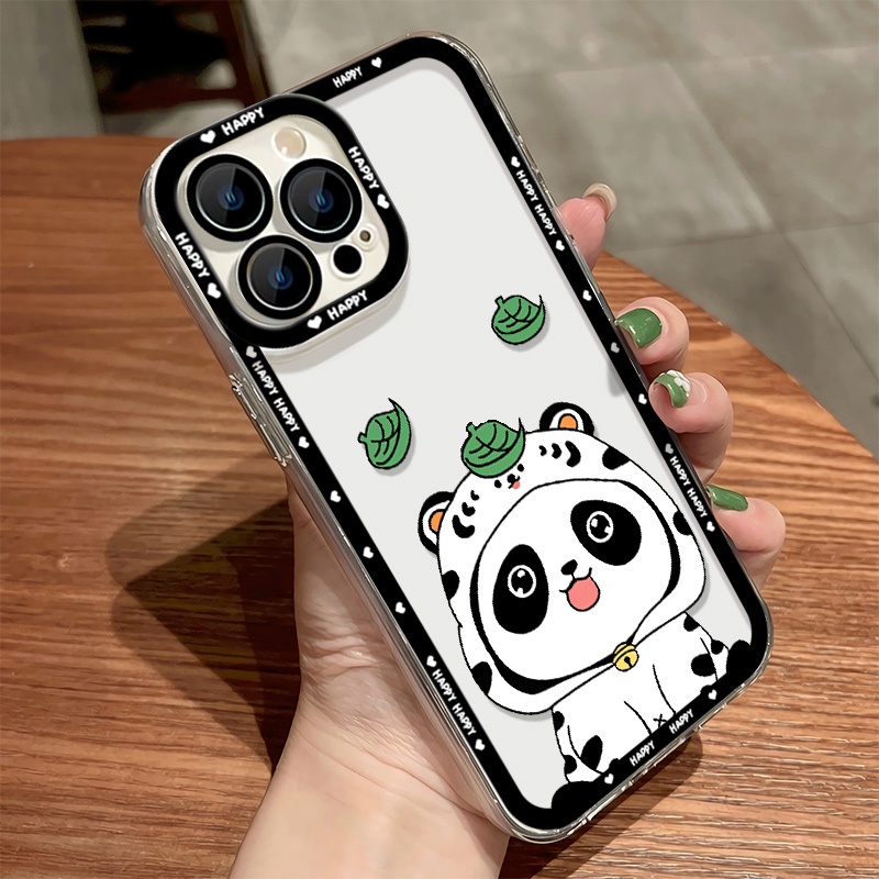 IPHONE Soft Case Panda Lucu Kompatibel Untuk Iphone13 14 11 12 Pro Max XS XR X8 7 6S Plus Casing Hp Mini Transparan TPU Silikon Shockproof Clear Cover