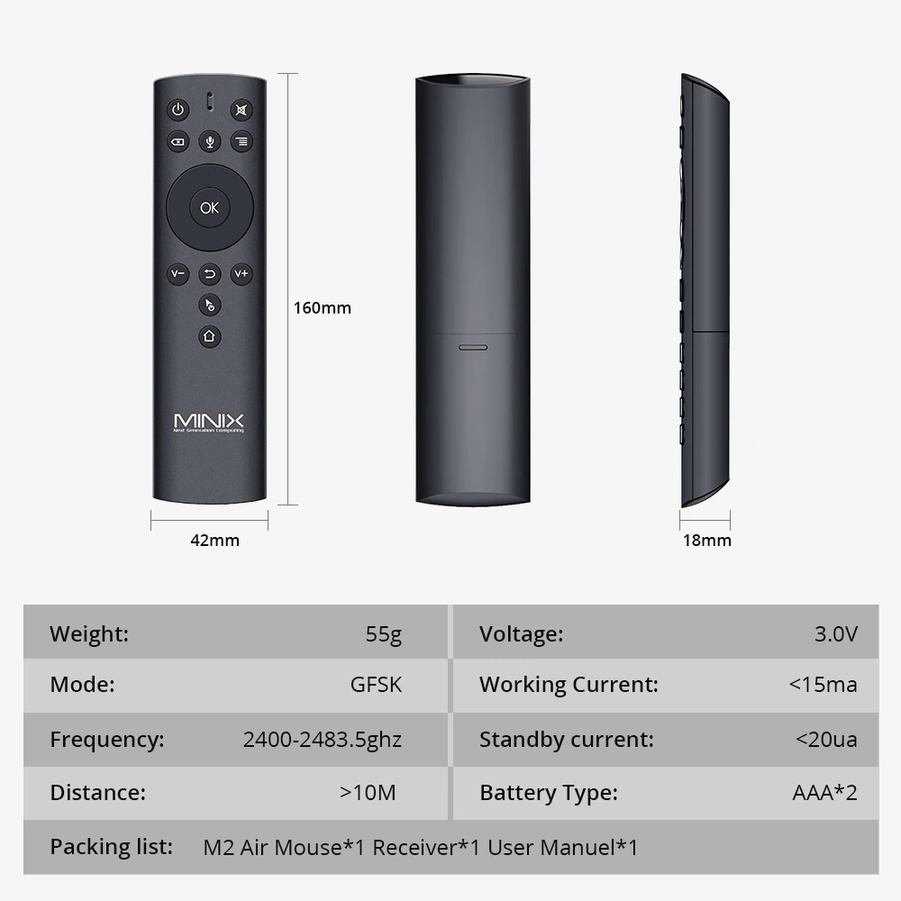 AKN88 - MINIX NEO M2 Remote 2.4G Motion Sensor Air Mouse Voice Android TV Box