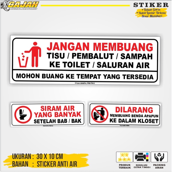 

Stiker jangan membuang sampah pada saluran air