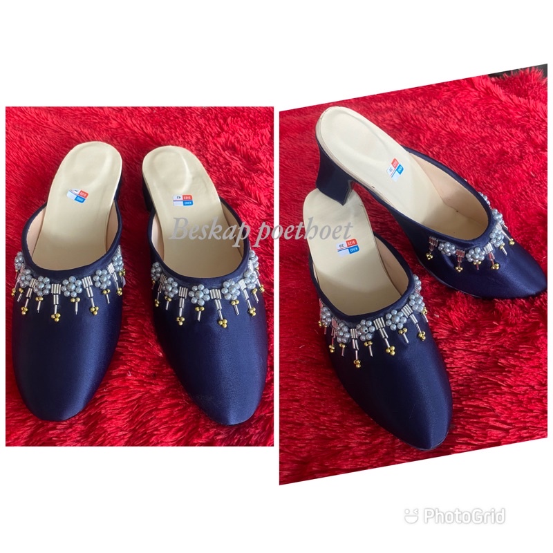 selop pengantin jawa pria wanita couple biru navi payet silver premium