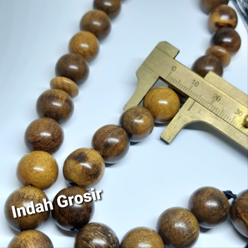 TASBIH KAYU GAHARU WANGI 33BUTIR 14MM 100% NATURAL