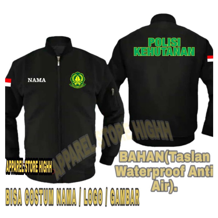 Jaket Polhut Polisi Hutan Anti air / Jaket Bomber Polisi Kehutanan Perhutani Polhut Terbaru Logo Pol