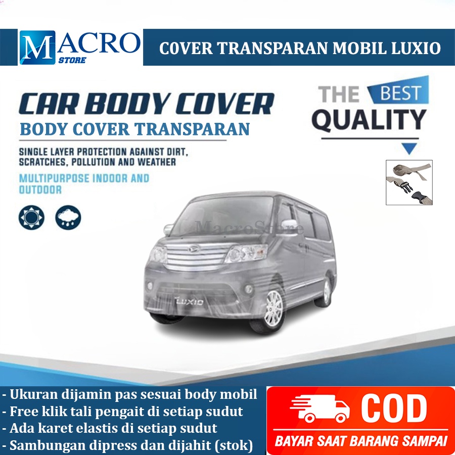 Sarung Cover Mobil Transparan Luxio / Mantel Selimut Mobil Luxio Plastik Bening Tebal Waterproof Ant