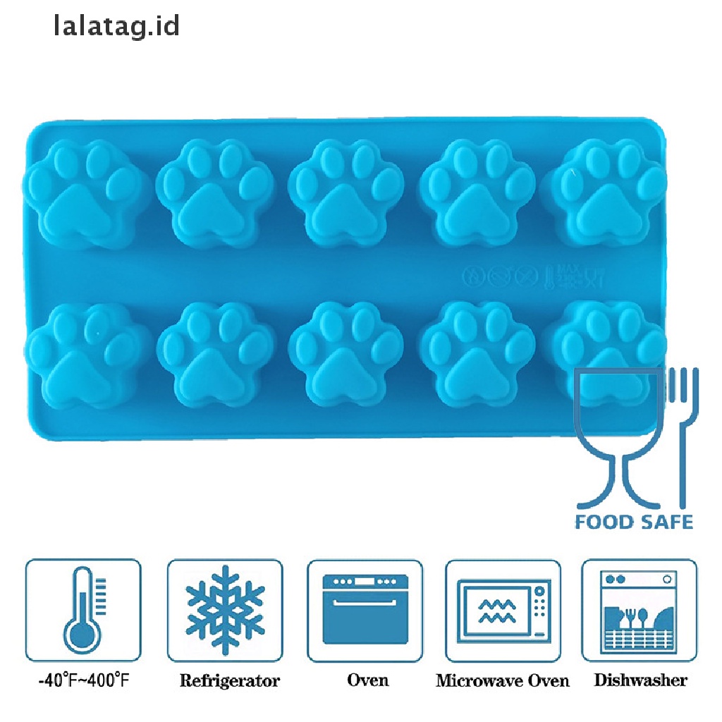 [lalatag] Cetakan Kue Silikon Kaki Kucing Anjing 10sel Untuk Biskuit Jelly Baking Pan Ice Tray [ID]