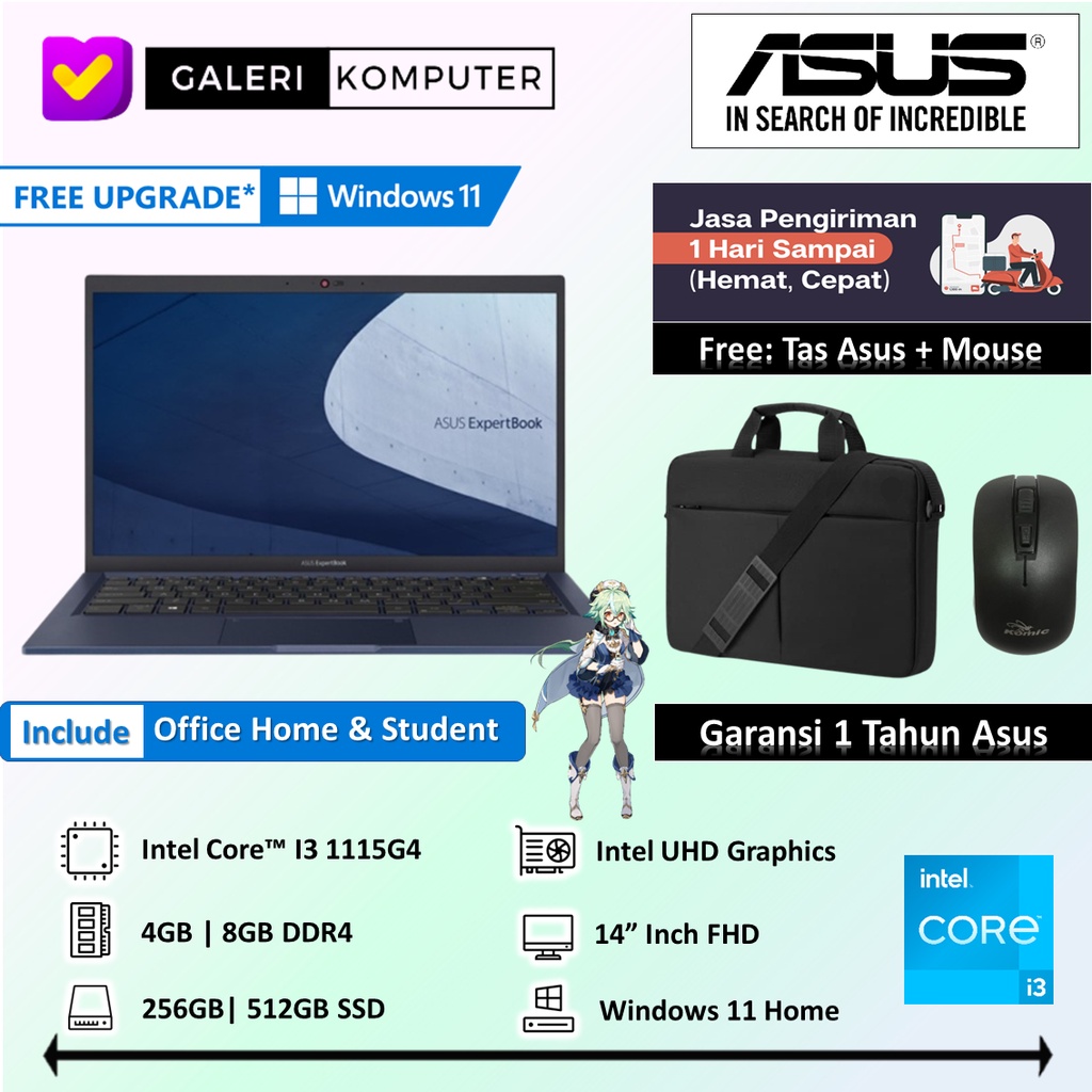 Jual LAPTOP BARU ASUS EXPERTBOOK B1400 INTEL I3 1115G4 8GB 256GB SSD ...