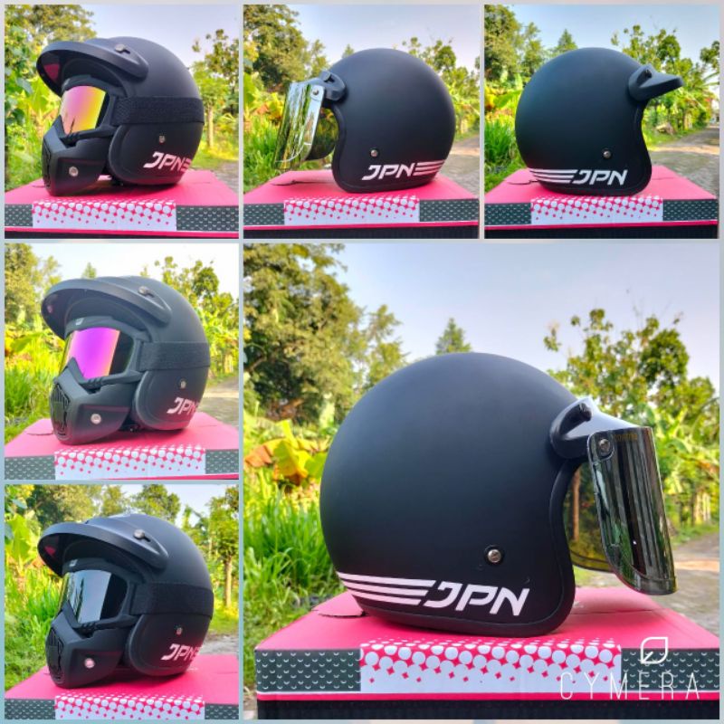HELM BOGO JPN HITAM DOFT ORIGINAL SNI GOGGLE MASK