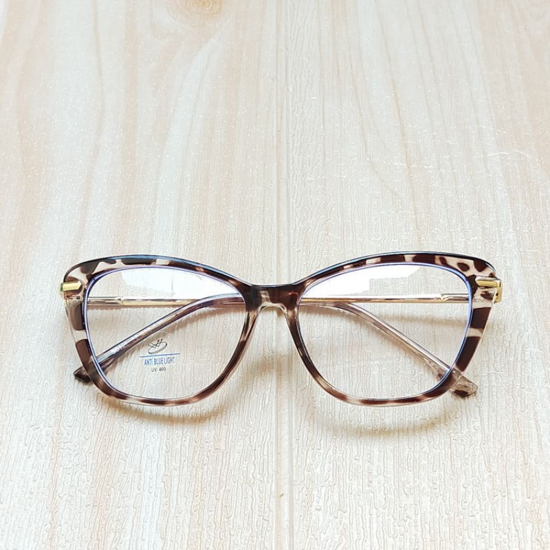 0FRAME KACAMATA SEMI CAT EYE KODE (AYUMI) PAKET LENSA BLUECROMIC