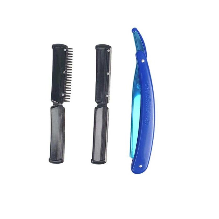 Pisau Cukur Lipat Barber Razor Shaving Knife - Biru