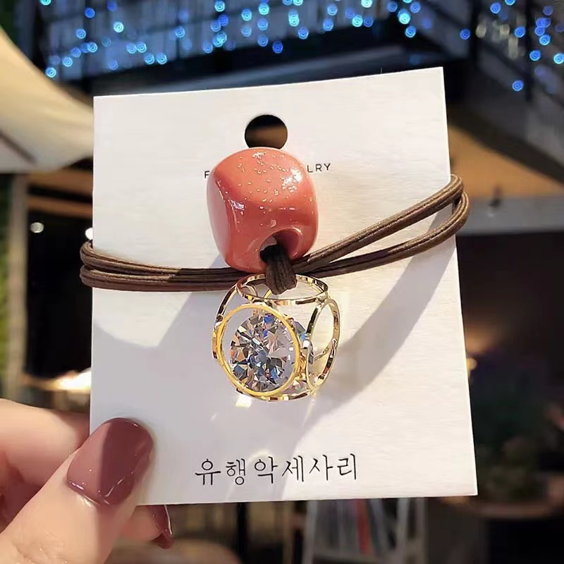 Ikat Rambut Karet Murah Fashion Wanita Akrilik Aksen Mutiara Gaya Korea Lucu Import FD-01