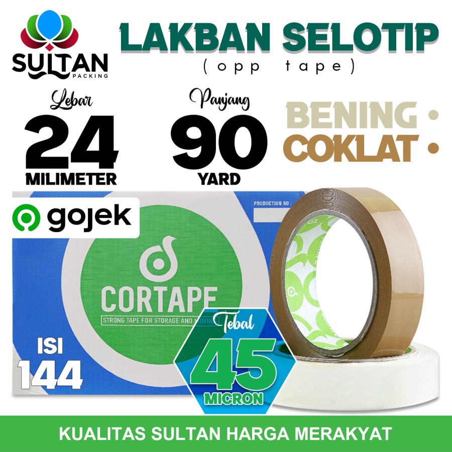 

Lakban isolasi Solatip 24mm x 90y OPP Tape Cortape Varian OJOL / DUS