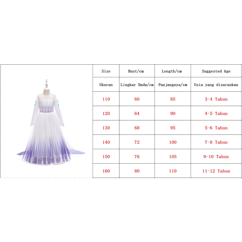 2023 Disney Frozen 2 Gaun Pesta Tulle Putri Elsa Anna Gaun Kostum Halloween