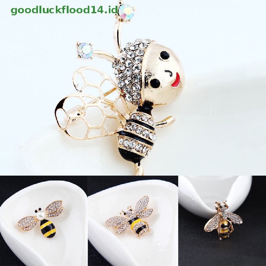 [GOOGFOUR] Mode Enamel Kristal Lebah Bumblebee Serangga Bros Pin Korsase Perhiasan Elegan [TOP]