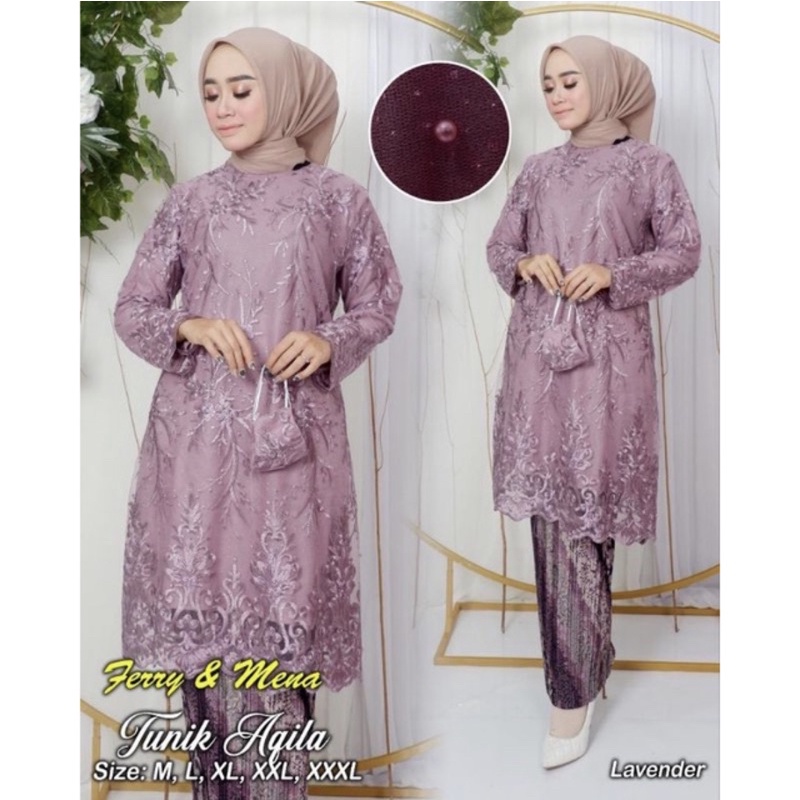 TUNIK BROKAT TILE PREMIOUM TERBARU/Modern seragaman pesta/kebaya best seller/Kebaya termurah by DVN STyLE