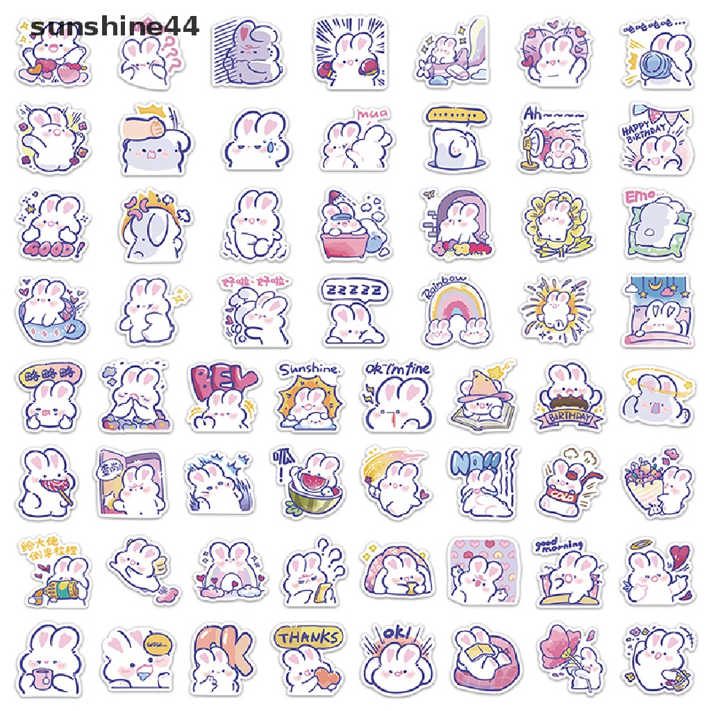 Sunshine 60pcs/pack Cute Rabbit Daily Kawaii Dekorasi Stiker Planner Scrapbooking Stationery Stiker Diary Jepang.