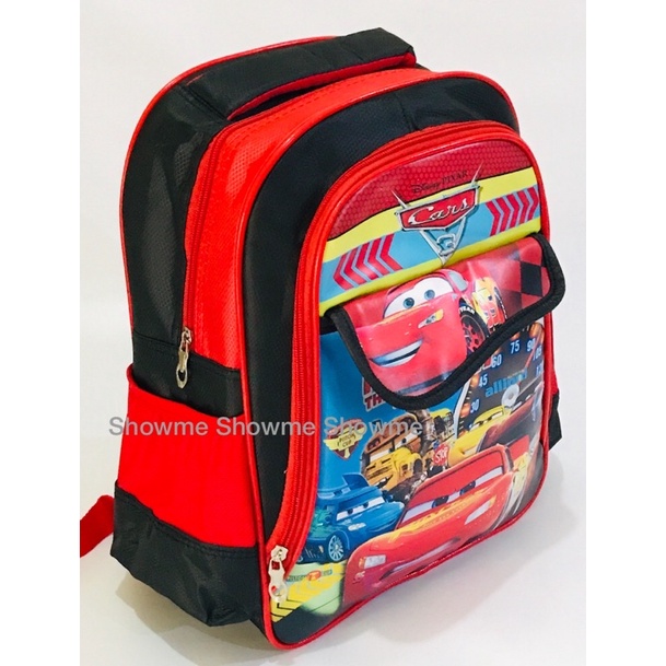 SHOWME TAS RANSEL ANAK SEKOLAH TK 14inci  KARAKTER LAKI   3 RUANG - KUALITAS PREMIUM - CARS MOVIE MCQUEEN DISNEI