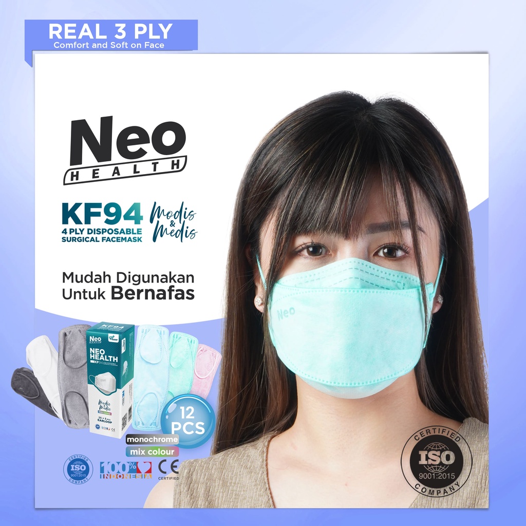 Neo - KF94 12’S Mask 4Ply Earloop real masker medis termurah