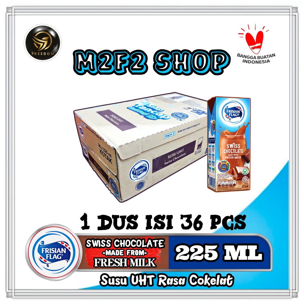 

Susu Bendera Frisian Flag Purefarm Kotak UHT Swiss Chocolate | Cokelat - 225 ml (Kemasan Karton)