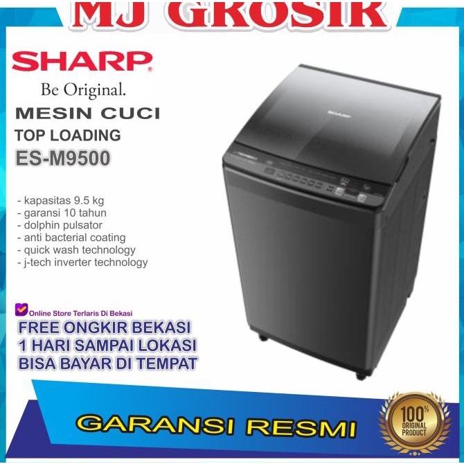 SALE MESIN CUCI SHARP ESM 9500 9.5 KG 1 TABUNG ESM9500 TOP LOADING INVERTER