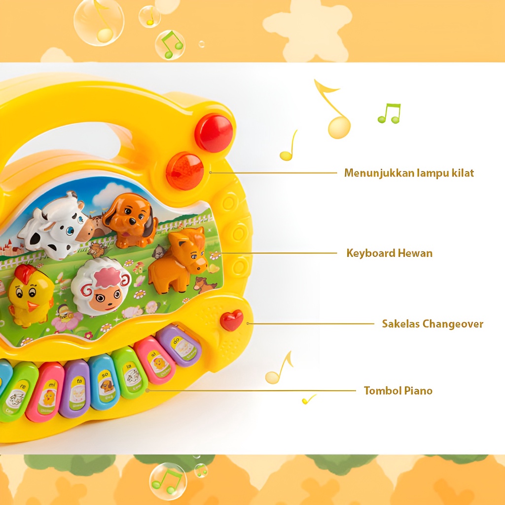 Animal Farm Piano Mainan Anak | Alat Musik Anak Anak Laki Laki Perempuan | Edukasi Music Player