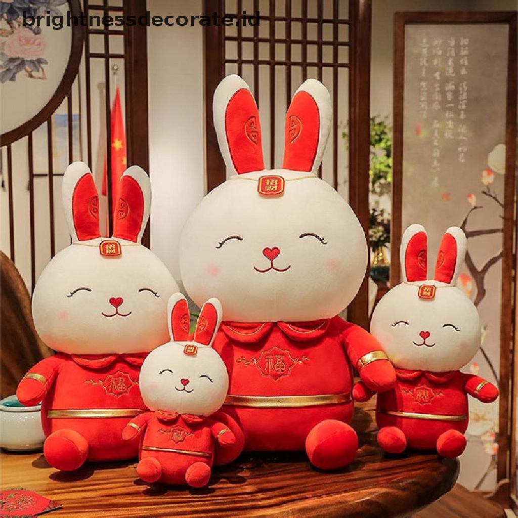 [Birth] 2023tahun Baru Lucu Gaya Cina Kelinci Mainan Mewah Boneka Boneka Kelinci Keberuntungan Lembut [ID]