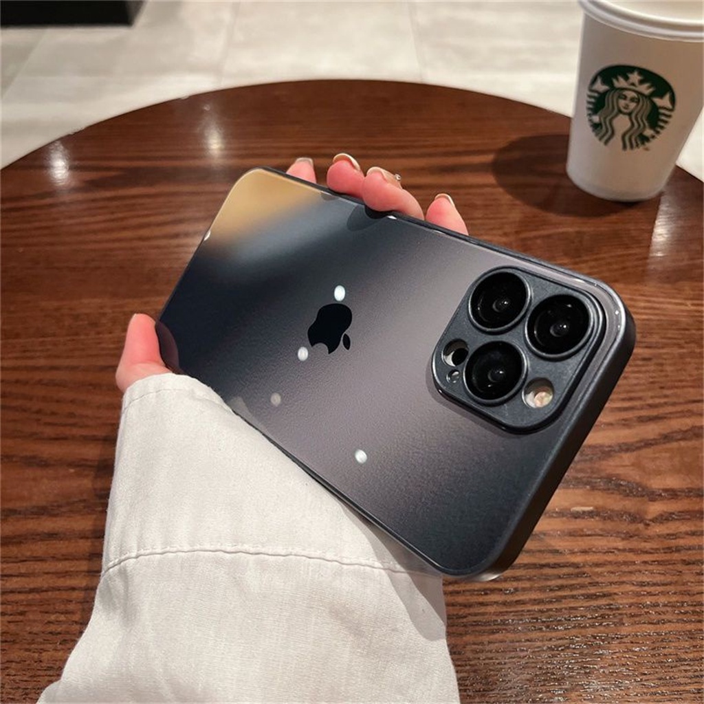 Casing Lensa Perlindungan Kamera Mewah iPhone 14 Pro Max Plus Casing Iphone13 12 11 Pro Max Kaca hard back cover Dengan logo Apple aesthetic case Perlindungan shockproof Tertutup Penuh