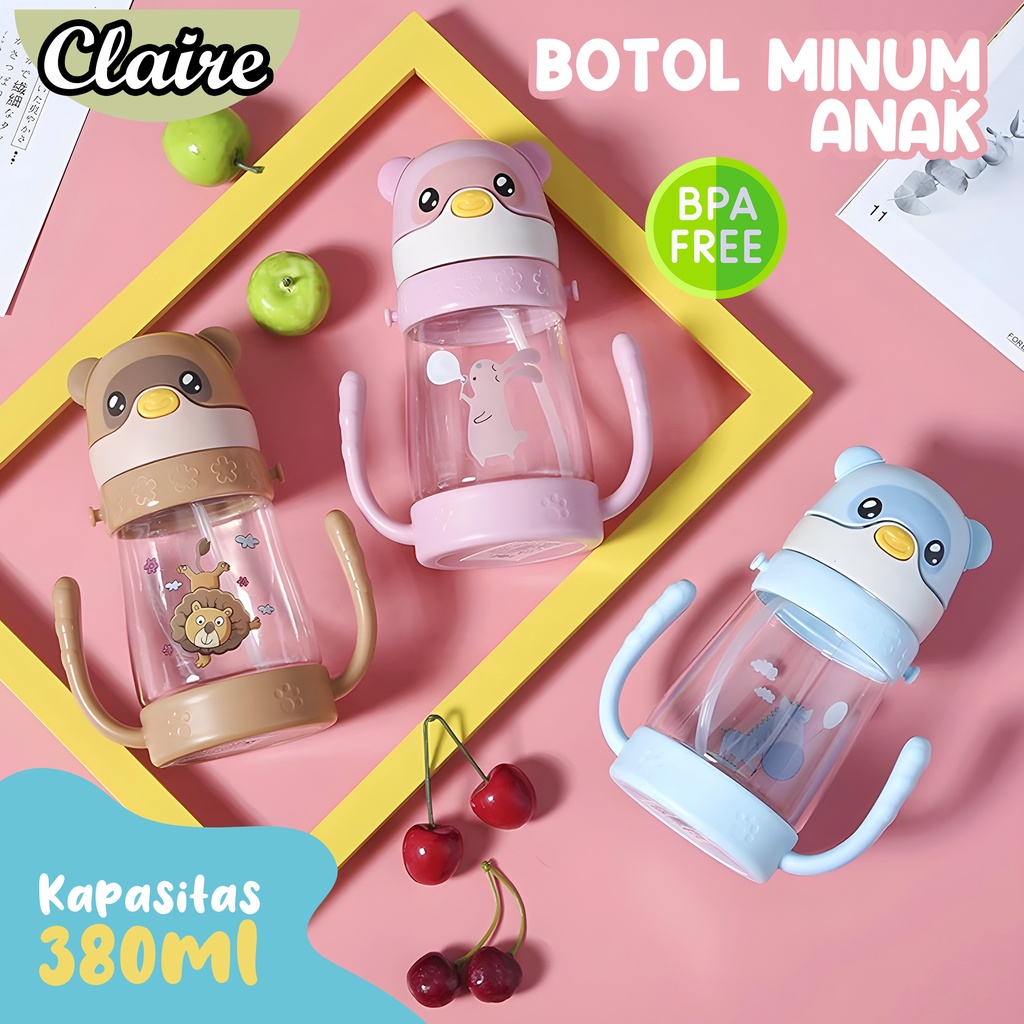 BOTOL MINUM ANAK KARAKTER DUA TANGAN / BOTOL MINUM ANTI BOCOR / BOTOL MINUM BPA FREE