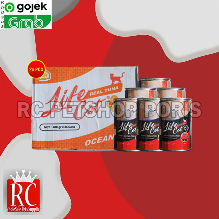 GOSEND Makanan Kucing Life cat Plus Kaleng Grosir Dus 24Pcs 400gr