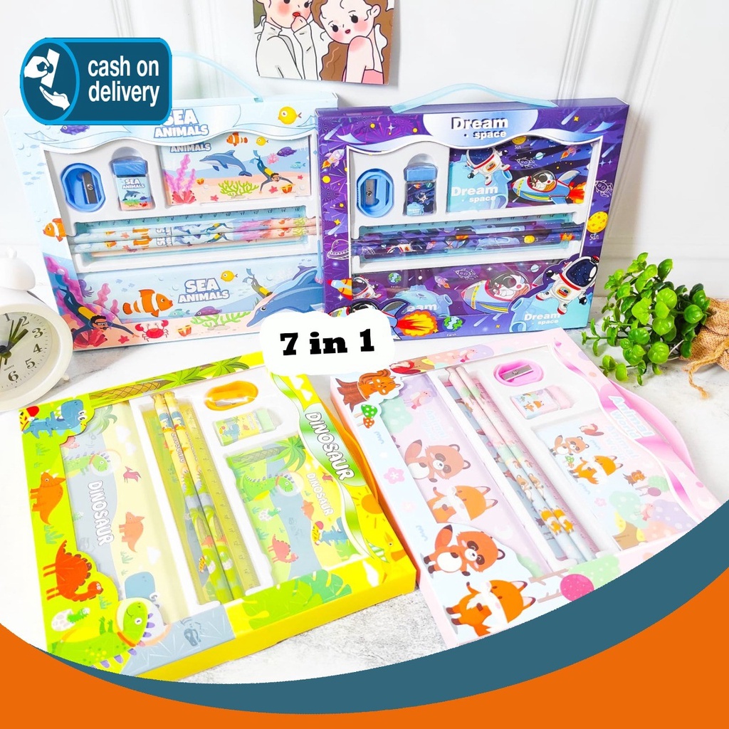 

PAKET ALAT TULIS YOYO 8002A 7 IN 1 PENSIL RAUTAN PENGGARIS PENGHAPUS TEMPAT PENSIL TUTUP PENSIL NOTEBOOK MURAH