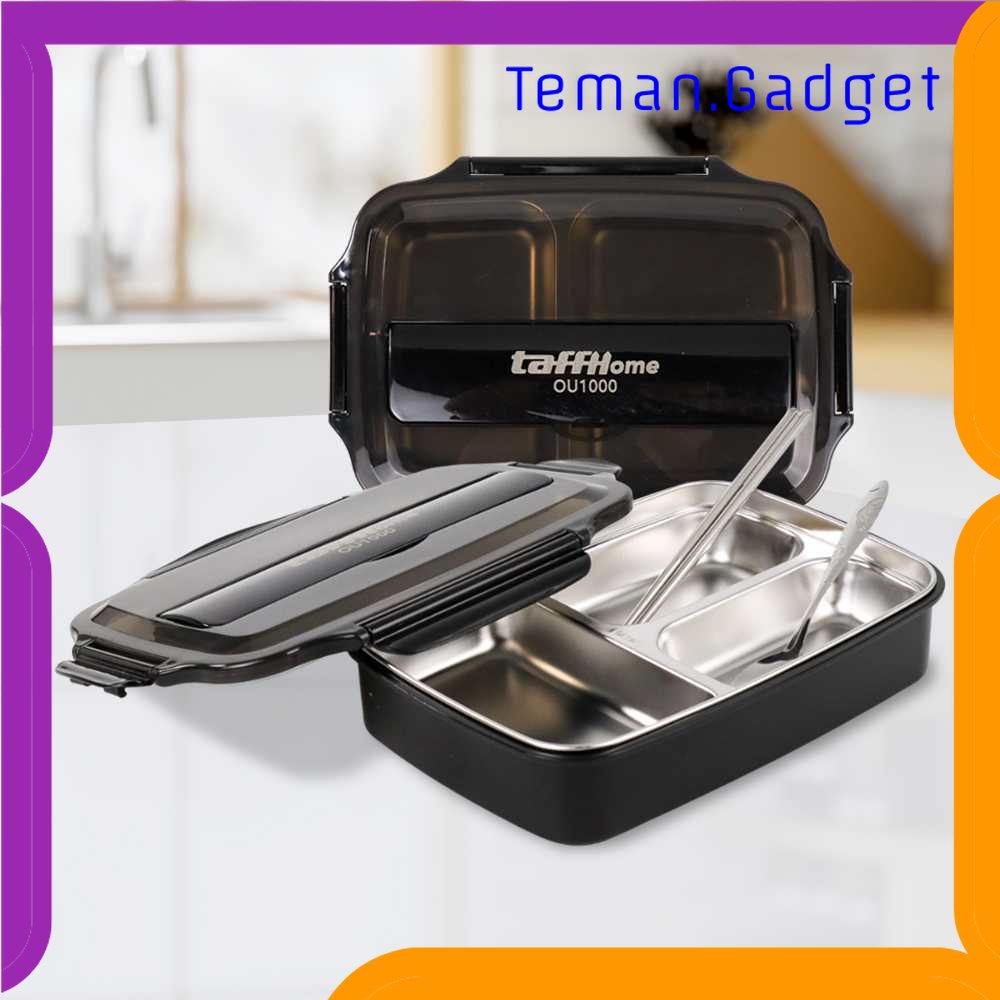 TG - DPR TaffHOME Kotak Makan Bento Box 3 Grid 1000ml with Spoon &amp; Chopstick - OU1000