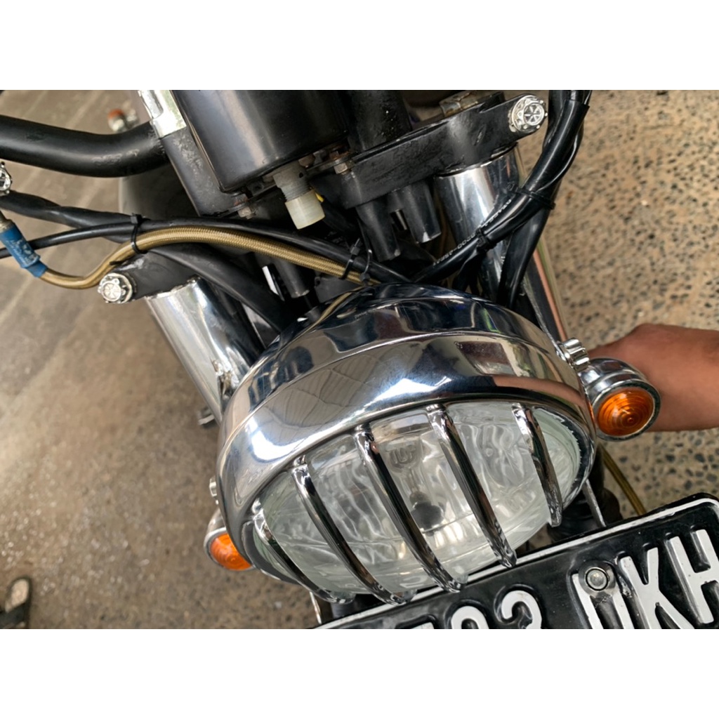 Jual Lampu Depan Headlamp Motor Custom Klasik Chrome REFLEKTOR TERALIS