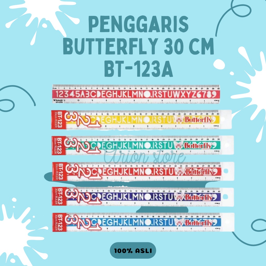 

[ARION STORE] Penggaris 30cm + Abjad Butterfly / Penggaris Abjad 30cm Butterfly [PCS]