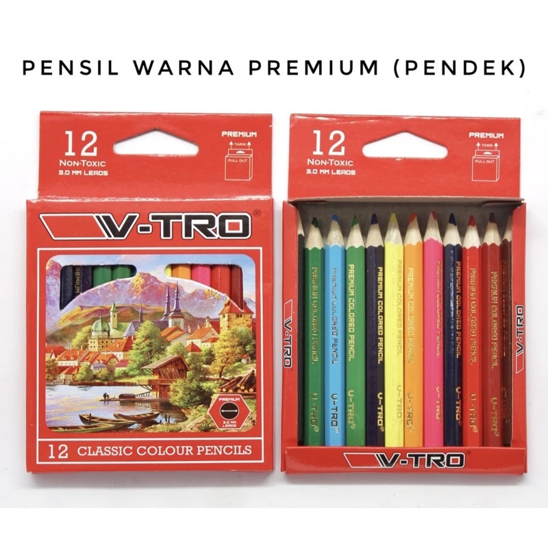 

Pensil Warna Premium V-TRO Pendek 12 warna