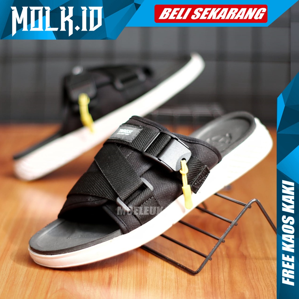 MOLK Sandal Slop Pria Kekinian Original Distro Sendal Slide Cowok Keren Simple Murah Trendy