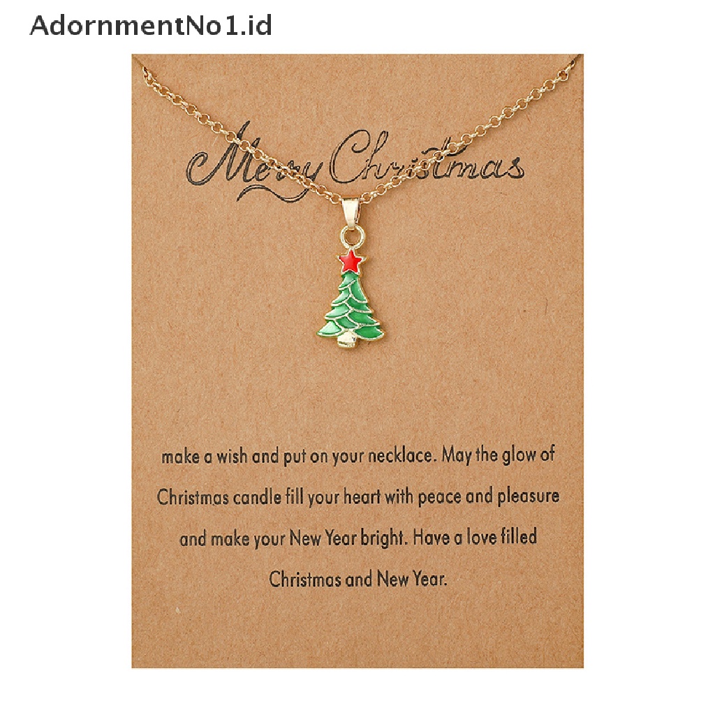 [AdornmentNo1] Lucu Tema Natal Kalung Fashion Santa Claus Pohon Natal Enamel Logam Liontin Kalung Wanita Xmas Pesta Perhiasan Hadiah [ID]