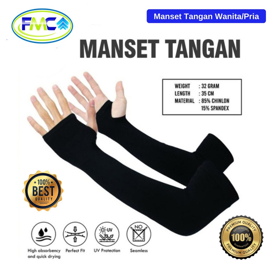 Manset Tangan Polos Tangan Panjang Tebal Manset Pria Wanita 1 Pasang Sarung Lengan Muslimah Manset Jempol Olahraga