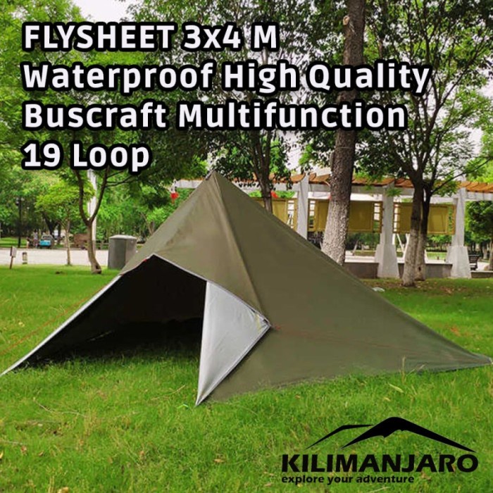 FLYSHEET 3X4 M KILIMANJARO ULTRALIGHT 19 LOOP 19 LUBANG MULTIFUNGSI