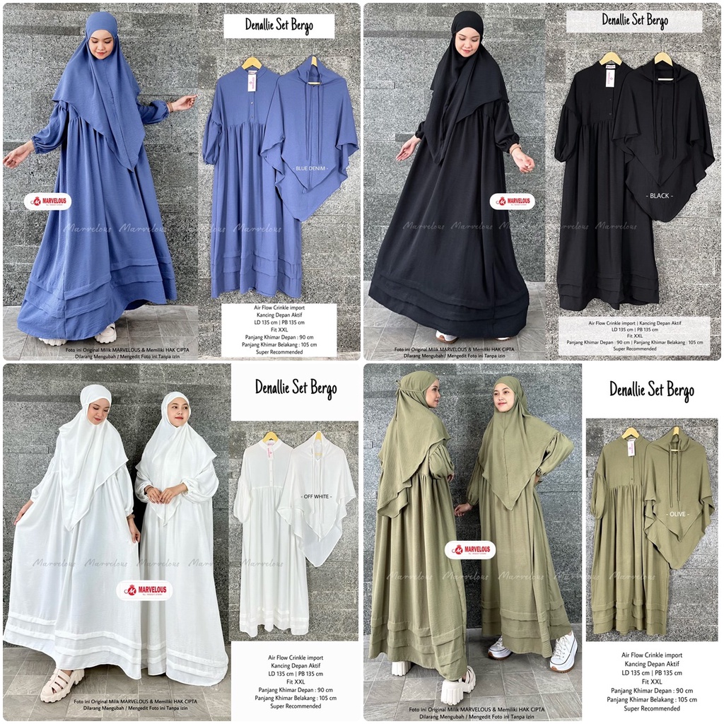 DENALLIE SET BERGO / 15.7 / BAHAN AIRFLOW CRINKLE PREMIUM / LD 135 CM / PB 135 CM / ALLSIZE JUMBO / MARVELOUS