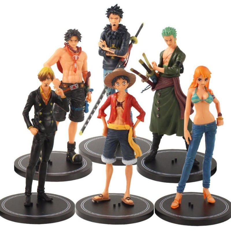 ACTION FIGURE ONE PIECE / 1 SET ISI 6 / Monkey  Luffy Portgas  Ace Nami Roronoa zoro Vinsmoke Sanji Trafalgar D. Water Law