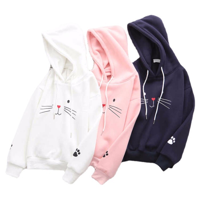 SWEATER HOODIE JUMPER CAT KUCING TERBARU Sweater Kucing Style Korea Musim Dingin Bahan Flece Tebal Pria dan Wanita