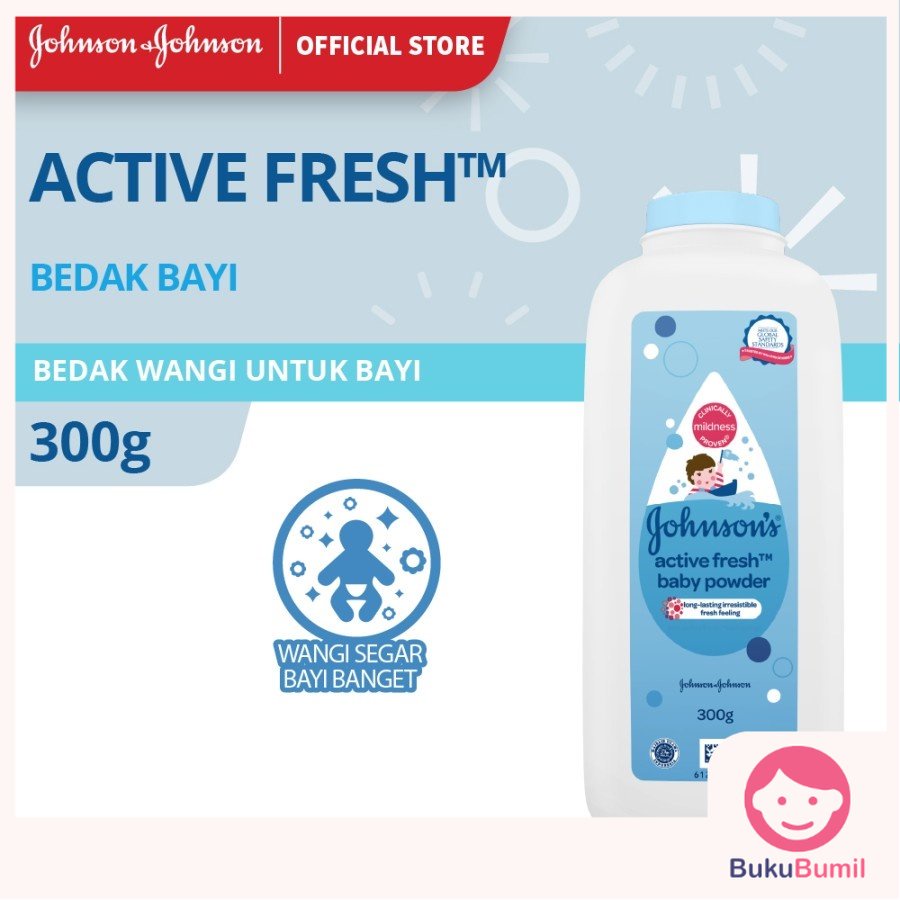 JOHNSON'S Active Fresh Baby Powder - Bedak Bayi 300gr Perlengkapan Bayi