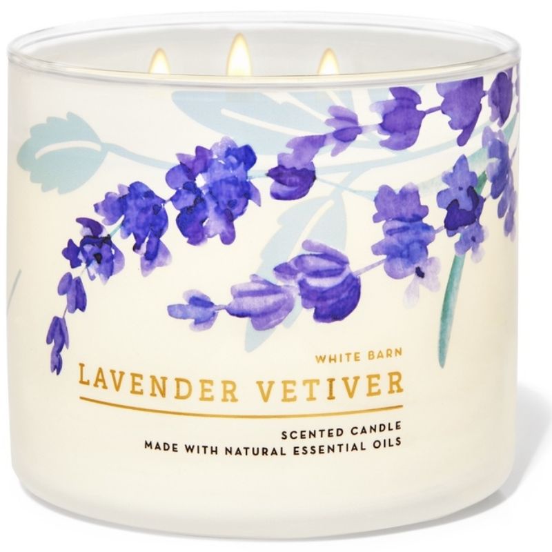 BATH &amp; BODY WORKS BBW LAVENDER VETIVER 3-WICK SCENTED CANDLE 411 G LILIN WANGI 3 SUMBU UKURAN BESAR PENGHARUM RUANGAN